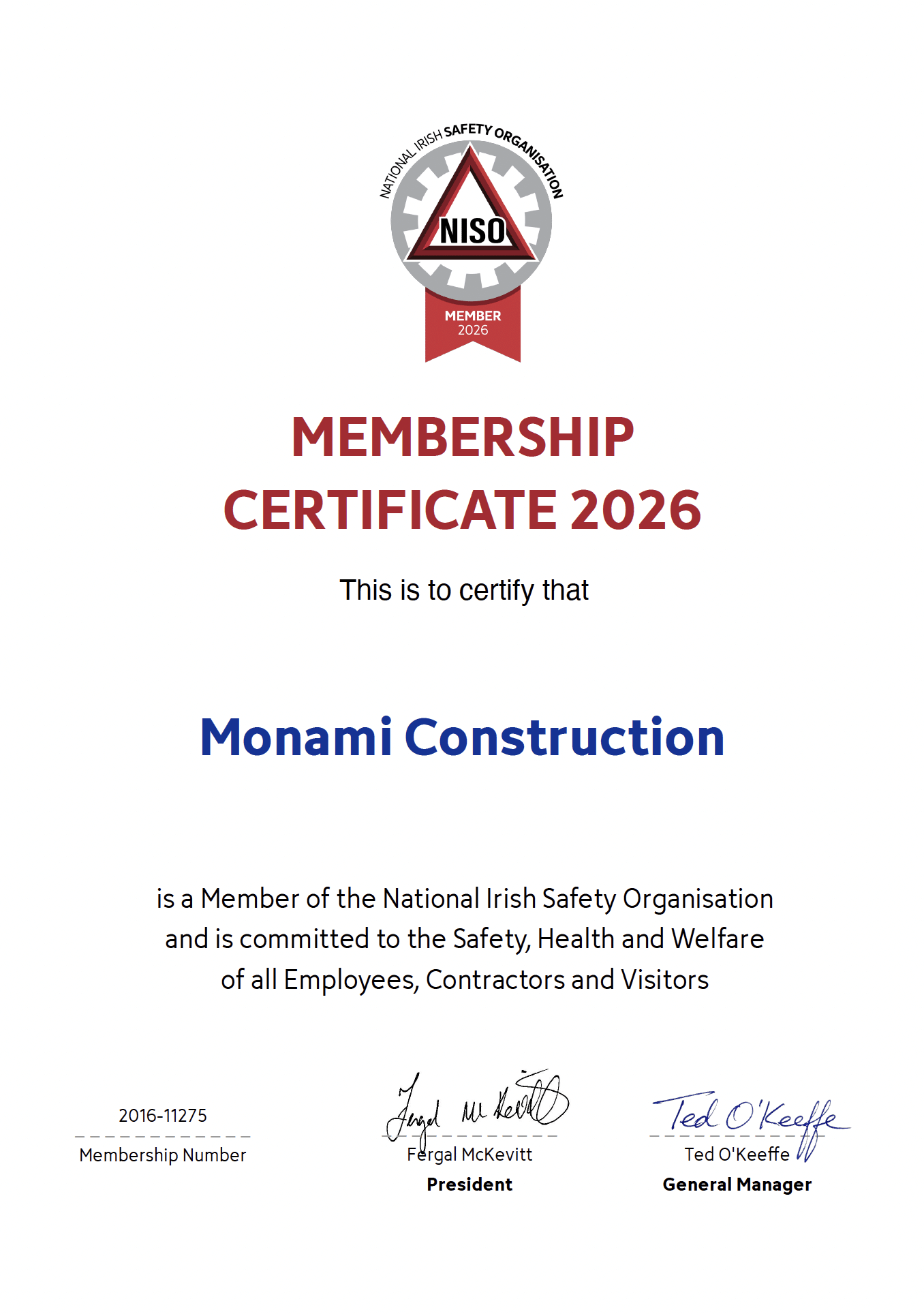 NISO MEMBER CERT