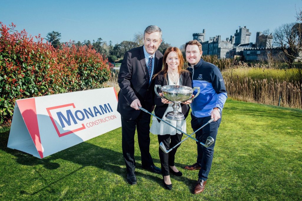 No Repro Fee
Sponsors Bryan Quille of Monami, Deirdre O’Connell of Carr Golf and Dromoland's Head Golf Professional Ian Kearney pictured in Dromoland to launch the PGA Club Professional Tournament 2019 in Dromoland Castle on 21 and 22 May 2019.
Pic. Brian Arthur